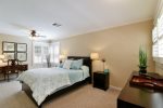 Master suite has a queen bed and adjoining bath